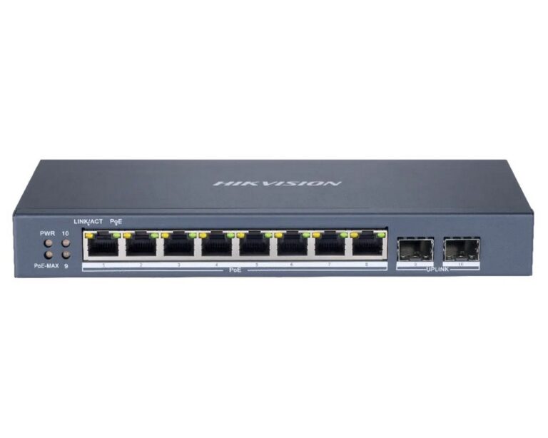 Switch 8 porturi Hikvision DS-3E1510P-SI, PoE 110W, 2 porturi SFP gigabit, cu management