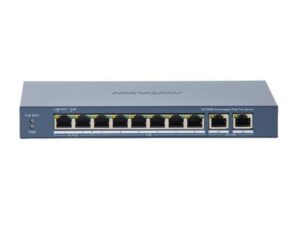 Switch PoE Hikvision DS-3E0310HP-E(C), 8 porturi PoE, 2 porturi Gigabit RJ45, putere PoE 110W, 6kV Switch PoE Hikvision DS-3E0310HP-E(C), 8 porturi PoE, 2 porturi Gigabit RJ45, putere PoE 110W, 6kV