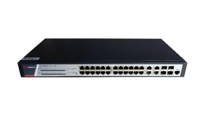 Switch PoE Hikvision DS-3E2528P, 24 porturi, cu management, 17W, Budget putere PoE 370W