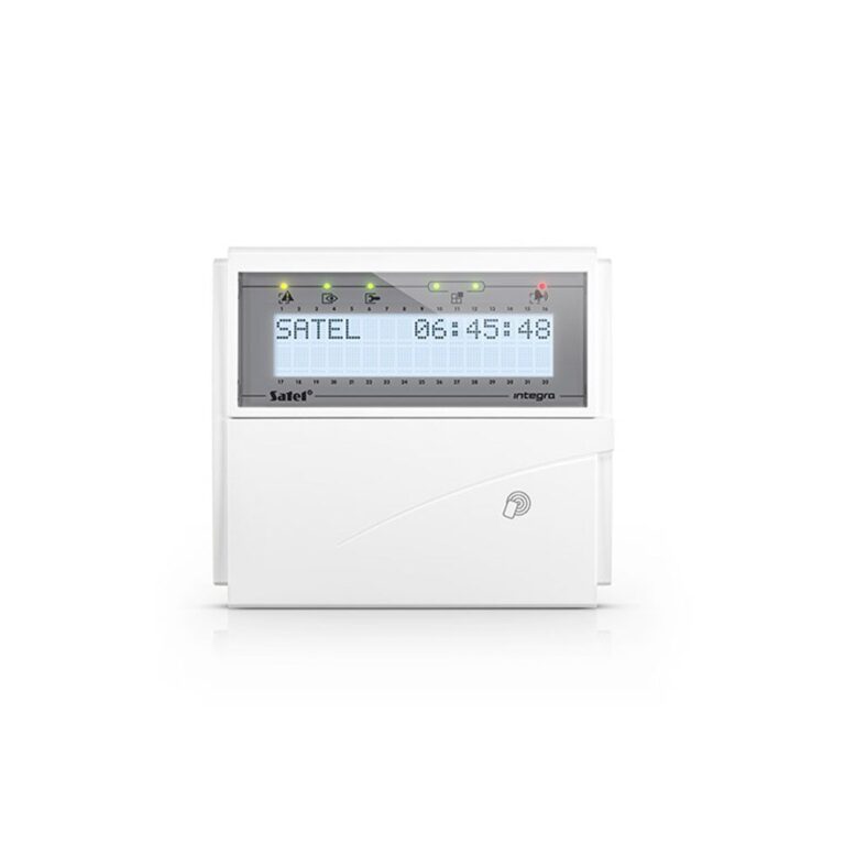 Tastatura centrala alarma Satel Integra INT-KLCDR-W 2 zone, cititor proximitate, buzzer, iluminare alba