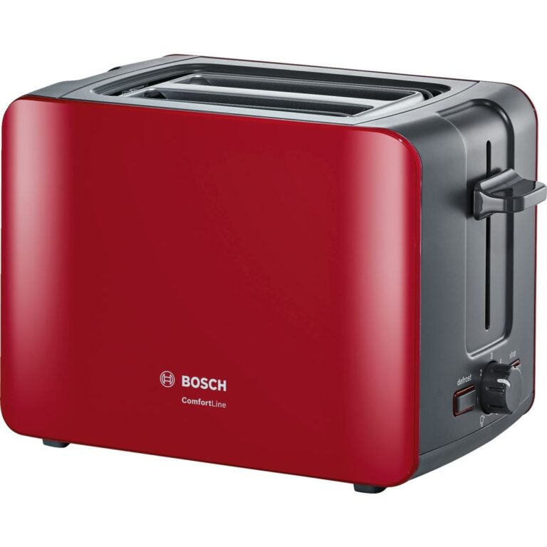 Prajitor de paine Bosch TAT6A114, 1090 W, 2 felii, Rosu