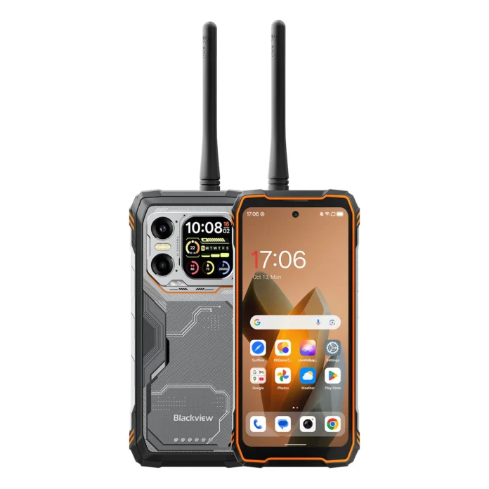 Telefon Mobil Blackview Xplore 1 Walkie Talkie, Portocaliu, 5G, 6.78, ³ FHD+, 48GB RAM (16GB + 32GB Extensibili), 512GB ROM, Android 15, Dimensity 7050, Ecran Secundar, Night Vision, 20000, mAh, Dual SIM Telefon Mobil Blackview Xplore 1 Walkie Talkie, Portocaliu, 5G, 6.78, ³ FHD+, 48GB RAM (16GB + 32GB Extensibili), 512GB ROM, Android 15, Dimensity 7050, Ecran Secundar, Night Vision, 20000, mAh, Dual SIM