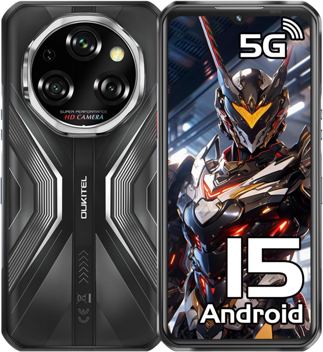 Telefon Mobil Oukitel WP55, Portocaliu, 5G, 6.6 FHD+ 120Hz, 36GB RAM (12GB+24GB Extensibil), 256GB ROM, Android 15, Dimensity 7025, 108MP+32MP, NFC, Face ID, 11000mAh, 33W, Dual SIM Telefon Mobil Oukitel WP55, Portocaliu, 5G, 6.6 FHD+ 120Hz, 36GB RAM (12GB+24GB Extensibil), 256GB ROM, Android 15, Dimensity 7025, 108MP+32MP, NFC, Face ID, 11000mAh, 33W, Dual SIM