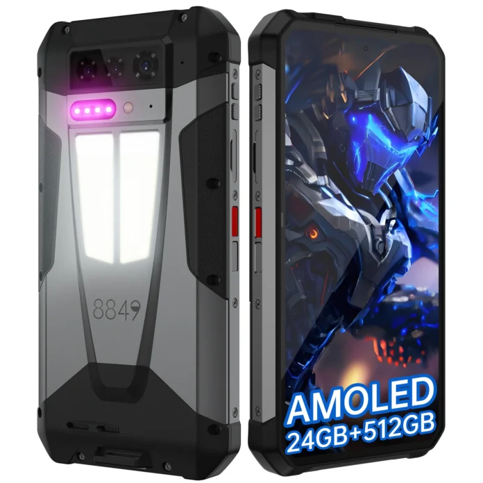Telefon mobil Unihertz 8849 Tank 4, Negru, 5G, 6.78 AMOLED, 24GB RAM (12GB + 12GB Extensibili), 512GB ROM, Proiector DLP 720p, 50MP, Android 14, Dimensity 7300, Night Vision, 11600mAh, 66W, Dual SIM Telefon mobil Unihertz 8849 Tank 4, Negru, 5G, 6.78 AMOLED, 24GB RAM (12GB + 12GB Extensibili), 512GB ROM, Proiector DLP 720p, 50MP, Android 14, Dimensity 7300, Night Vision, 11600mAh, 66W, Dual SIM