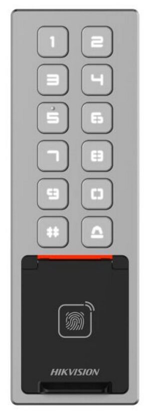 Terminal de control acces, Hikvision DS-K1T805MBWX, Card Mifare 13.56 MHz, Pin, Aplicatie, Bluetooth, IP65, IK08 Terminal de control acces, Hikvision DS-K1T805MBWX, Card Mifare 13.56 MHz, Pin, Aplicatie, Bluetooth, IP65, IK08