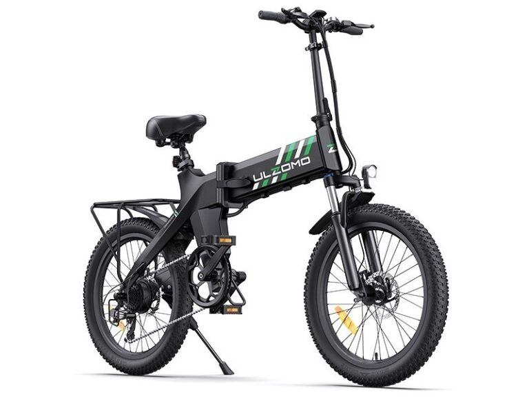 Bicicleta electrica pliabila Ulzomo ULZR20-BK, autonomie 60km, 250W, 36V 15.6Ah, 7 trepte viteza max. 25km/h, LDC, negru, anvelope 20 inch