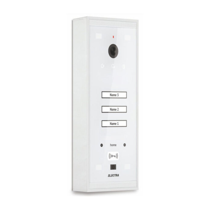 Videointerfon de exterior Electra VPM.03F03.ELWH4, RFID, 3 familii, incastrat, 4 fire Videointerfon de exterior Electra VPM.03F03.ELWH4, RFID, 3 familii, incastrat, 4 fire