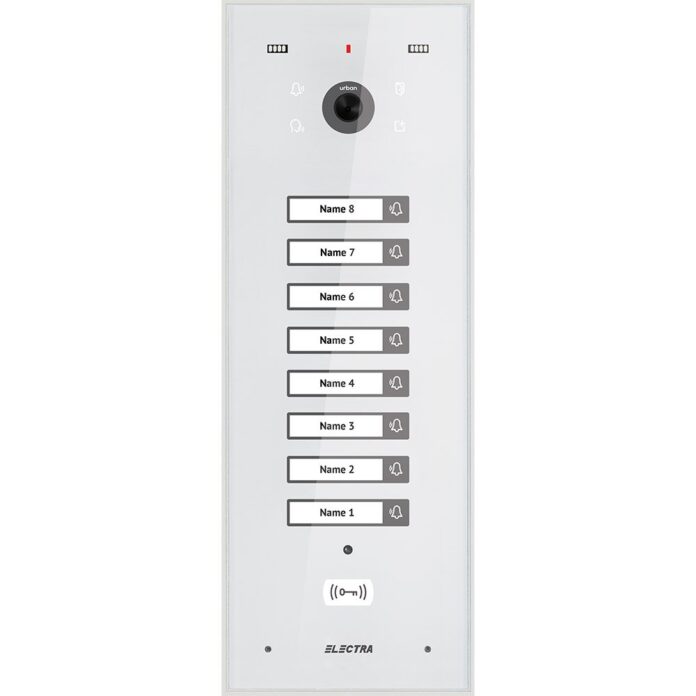 Videointerfon de exterior Electra VPU.08F03.ELWTL, 8 familii, 800 LTV, RFID, incastrat, alb Videointerfon de exterior Electra VPU.08F03.ELWTL, 8 familii, 800 LTV, RFID, incastrat, alb