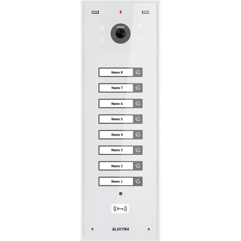 Videointerfon de exterior Electra VPU.08S03.ELWTL, 8 familii, 800 LTV, RFID, aparent, alb