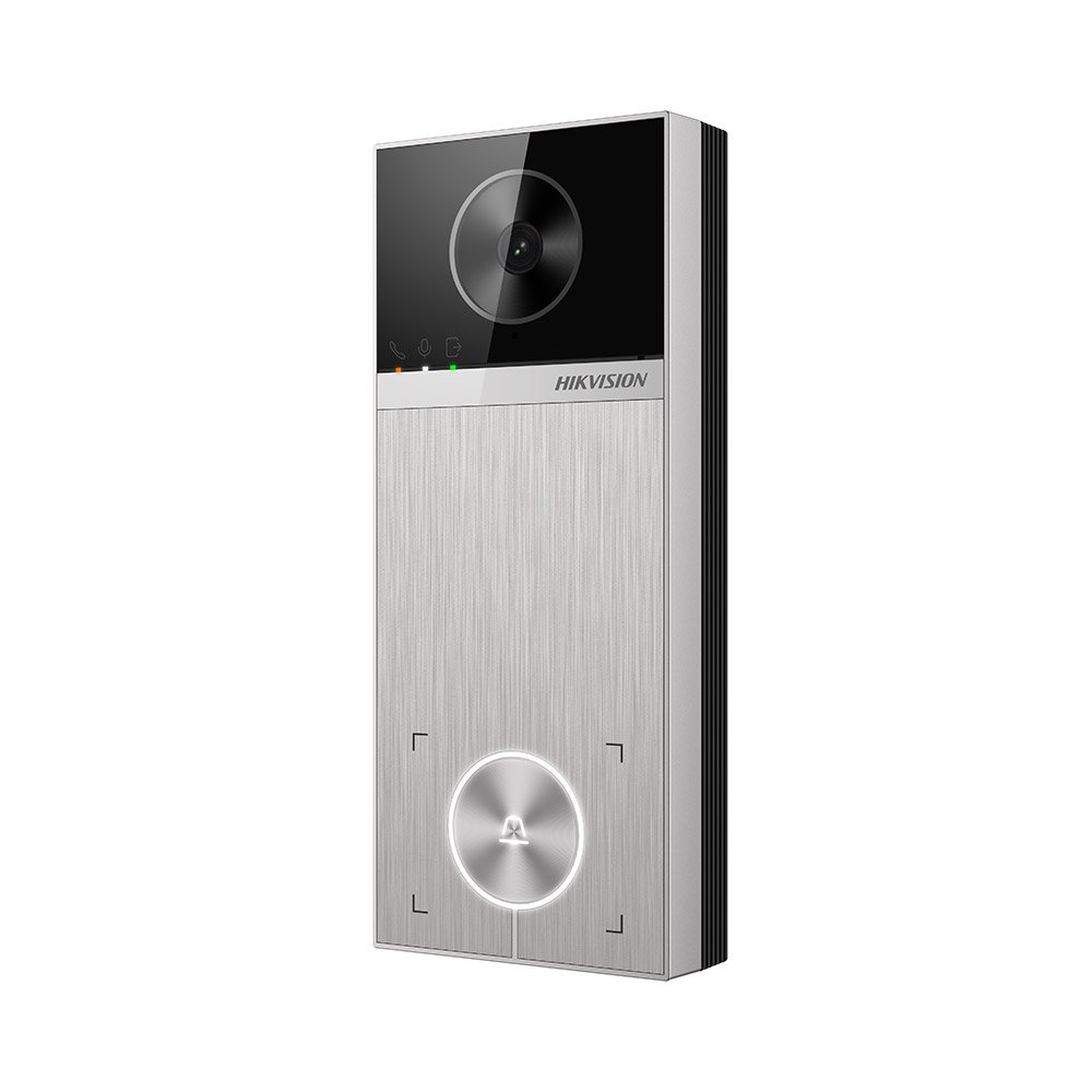 Videointerfon de exterior IP WiFi 6 Hikvision DS-KV6114-MWBE1, 1 familie, 2 incuietori, Mifare 13.56 MHz, aparent, 4 MP, IR 3 m, microfon si difuzor, slot card, functii smart, PoE, vizualizare de pe telefon, argintiu Videointerfon de exterior IP WiFi 6 Hikvision DS-KV6114-MWBE1, 1 familie, 2 incuietori, Mifare 13.56 MHz, aparent, 4 MP, IR 3 m, microfon si difuzor, slot card, functii smart, PoE, vizualizare de pe telefon, argintiu