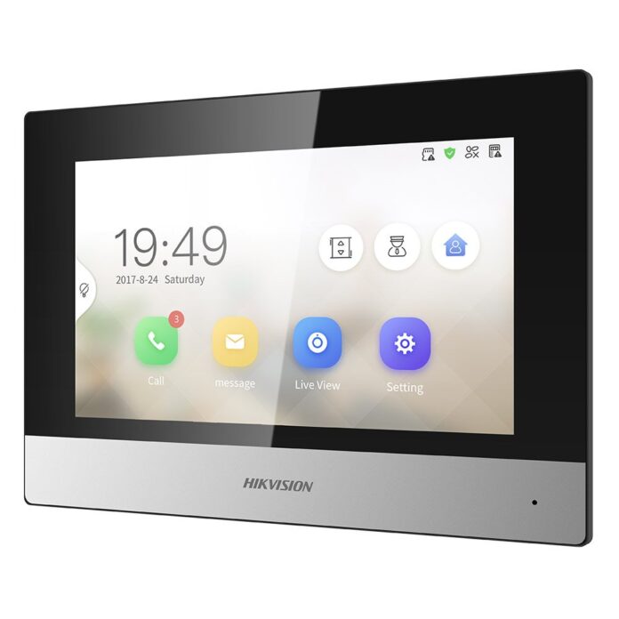 Videointerfon de interior IP WiFi Hikvision DS-KH6320Y-WTE2/WH, 7 inch, aparent, touchscreen, 2 fire, acces lift, microfon si difuzor, slot card, vizualizare de pe telefon, alb Videointerfon de interior IP WiFi Hikvision DS-KH6320Y-WTE2/WH, 7 inch, aparent, touchscreen, 2 fire, acces lift, microfon si difuzor, slot card, vizualizare de pe telefon, alb