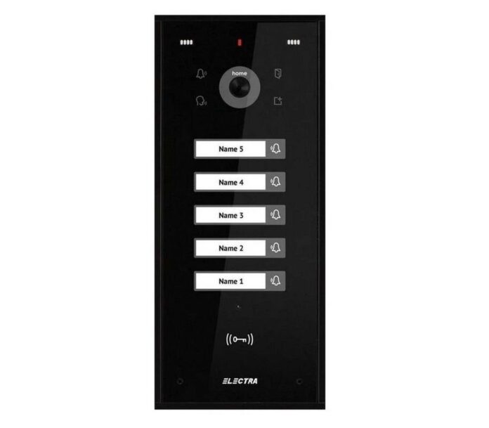 Videointerfon de exterior Electra VPH.05S03.ELBTL, 5 familii, montaj aparent, 4 fire, RFID, negru Videointerfon de exterior Electra VPH.05S03.ELBTL, 5 familii, montaj aparent, 4 fire, RFID, negru