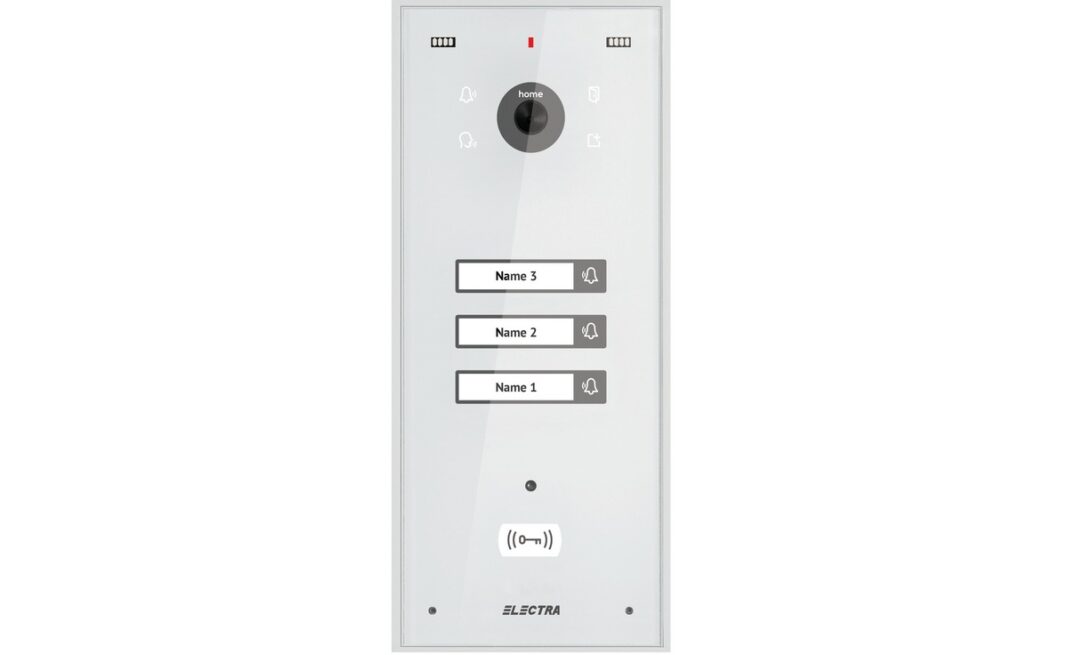 Post exterior videointerfon Electra VPH.03S03.ELWTL, 3 familii, montaj aparent, IP44, alb