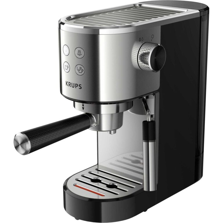 Espressor manual Krups Virtuoso XP442C11, 1400 W, 15 bari, rezervor apa 1 L, tehnologie Thermoblock, prire automata, argintiu & negru