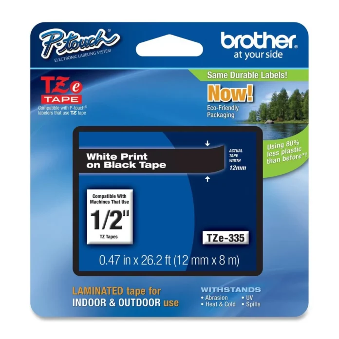 Banda laminata Brother TZ335 8m/12mm alb/negru Banda laminata Brother TZ335 8m/12mm alb/negru