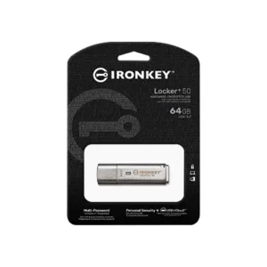 Flash Drive Kingston IronKey Locker 50+ 64GB USB 3.2 Gen1 Type-A Flash Drive Kingston IronKey Locker 50+ 64GB USB 3.2 Gen1 Type-A