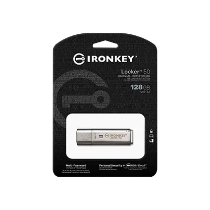 Flash Drive Kingston IronKey Locker 50+ 128GB USB 3.2 Gen1 Type-A Flash Drive Kingston IronKey Locker 50+ 128GB USB 3.2 Gen1 Type-A