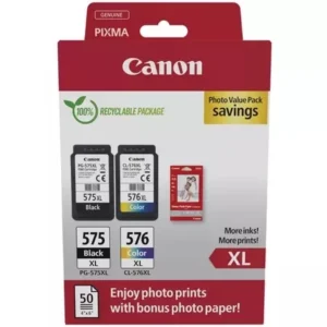 Pachet Cartuse Inkjet Canon PG-575XL / CL-576XL Black / Color + 50 coli hartie foto Pachet Cartuse Inkjet Canon PG-575XL / CL-576XL Black / Color + 50 coli hartie foto