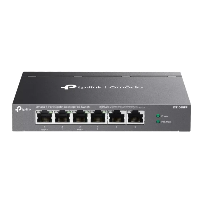 Switch TP-Link Omada DS106GPP fara management cu PoE 6x1000Mbps (3xPoE+ 1xPoE++) Switch TP-Link Omada DS106GPP fara management cu PoE 6x1000Mbps (3xPoE+ 1xPoE++)