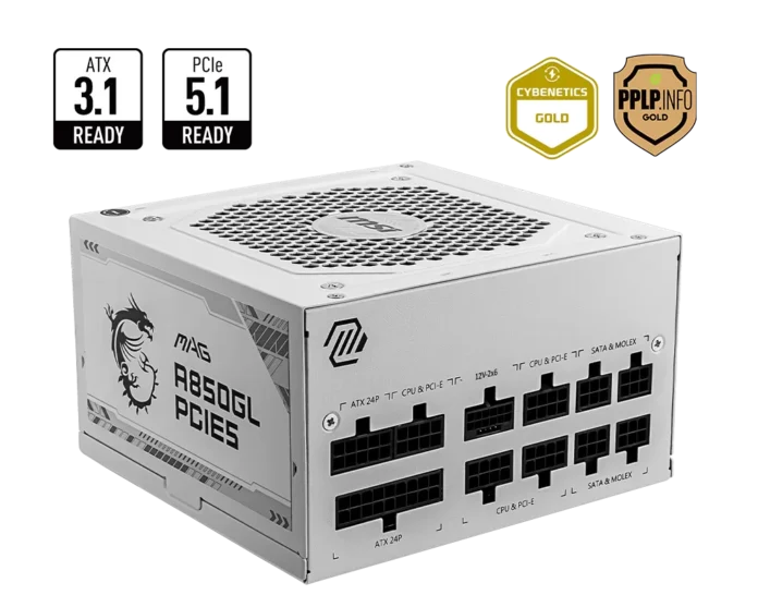Sursa PC MSI MAG A850GL PCIE5 WHITE Modulara 850W Sursa PC MSI MAG A850GL PCIE5 WHITE Modulara 850W