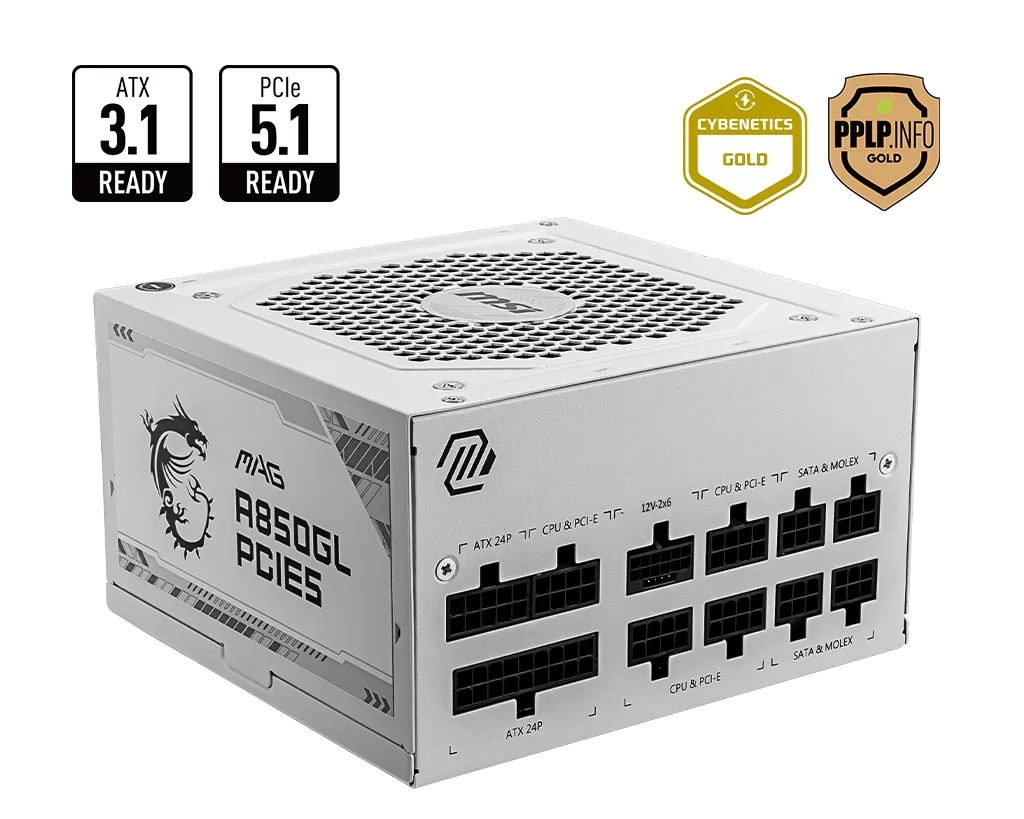 Sursa PC MSI MAG A850GL PCIE5 WHITE Modulara 850W Sursa PC MSI MAG A850GL PCIE5 WHITE Modulara 850W