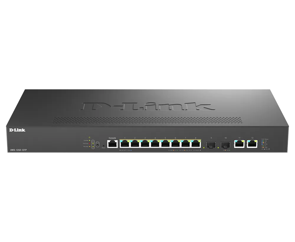 Switch D-Link DMS-1250-12TP cu management cu PoE 8x2500Mbps (PoE) + 2x10000Mbps + 2xSFP+ Switch D-Link DMS-1250-12TP cu management cu PoE 8x2500Mbps (PoE) + 2x10000Mbps + 2xSFP+
