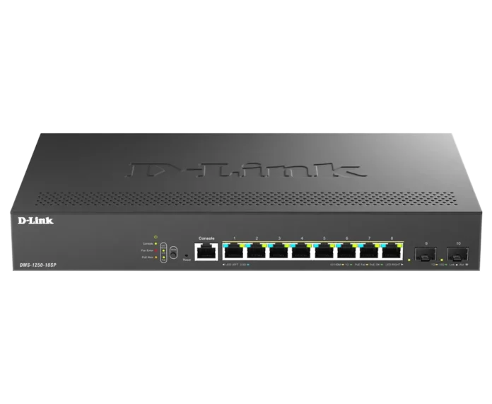 Switch D-Link DMS-1250-10SP cu management cu PoE 8x2500Mbps (PoE) + 2xSFP+ Switch D-Link DMS-1250-10SP cu management cu PoE 8x2500Mbps (PoE) + 2xSFP+