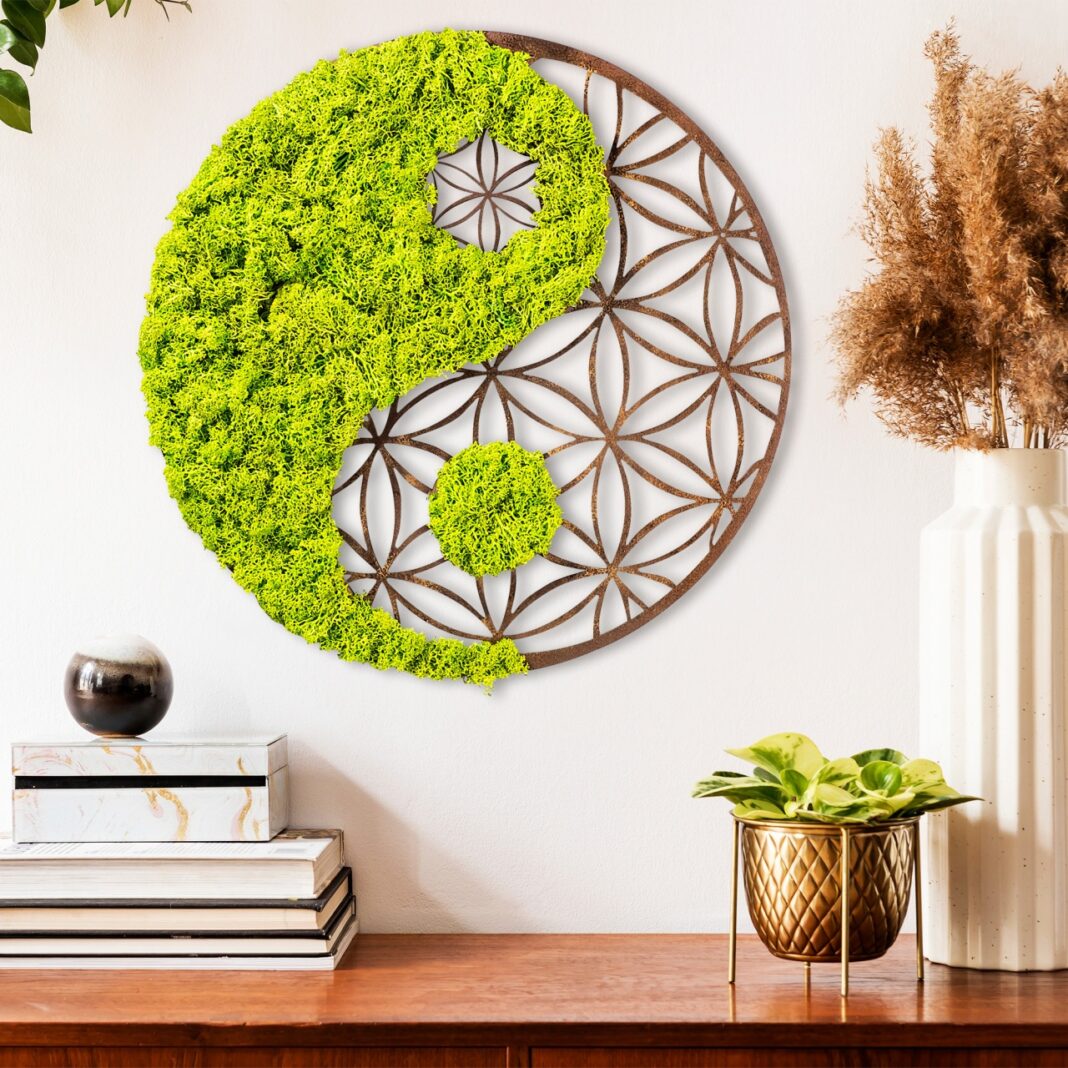 Accesoriu decorativ de perete Yin Yang Verde 44x1x44 cm Accesoriu decorativ de perete Yin Yang Verde 44x1x44 cm