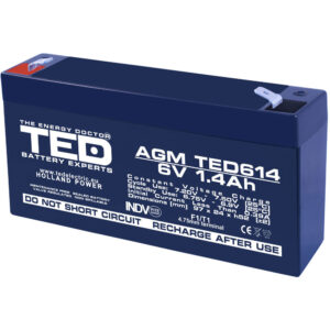 Acumulator AGM VRLA TED TED002839, 6 V, 1.4 A Acumulator AGM VRLA TED TED002839, 6 V, 1.4 A