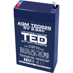 Acumulator AGM VRLA TED TED002877, 6 V, 2.9 A Acumulator AGM VRLA TED TED002877, 6 V, 2.9 A