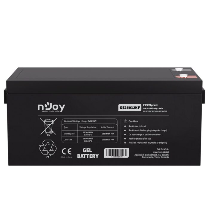 Acumulator GEL Deepcycle nJoy GE25012KF, 12V, 725W / celula, 250 Ah Acumulator GEL Deepcycle nJoy GE25012KF, 12V, 725W / celula, 250 Ah
