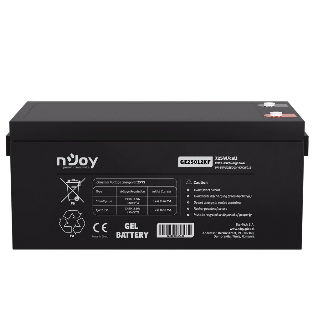 Acumulator GEL Deepcycle nJoy GE25012KF, 12V, 725W / celula, 250 Ah Acumulator GEL Deepcycle nJoy GE25012KF, 12V, 725W / celula, 250 Ah