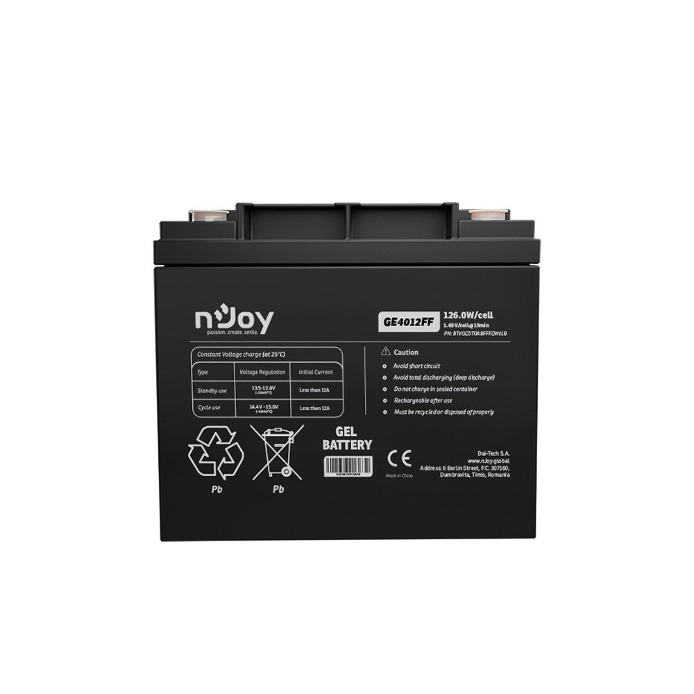 Acumulator GEL Deepcycle nJoy GE4012FF, 12V, 126W / celula, 40 Ah Acumulator GEL Deepcycle nJoy GE4012FF, 12V, 126W / celula, 40 Ah