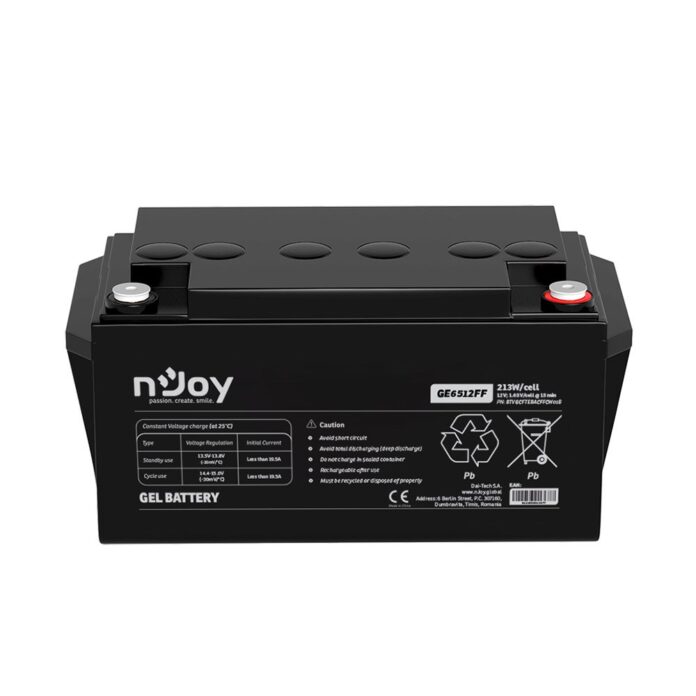 Acumulator GEL Deepcycle nJoy GE6512FF, 12V, 213W / celula, 65Ah Acumulator GEL Deepcycle nJoy GE6512FF, 12V, 213W / celula, 65Ah
