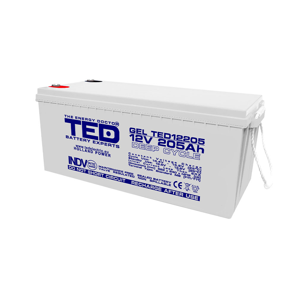 Acumulator GEL TED DEEP CYCLE TED003522, 12 V, 205 A Acumulator GEL TED DEEP CYCLE TED003522, 12 V, 205 A