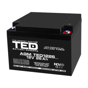 Acumulator TED AGM VRLA TED003638, 26 Ah, 12 V, M5 Acumulator TED AGM VRLA TED003638, 26 Ah, 12 V, M5