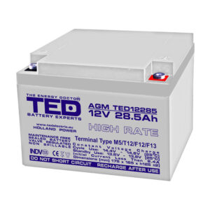 Acumulator TED AGM VRLA TED003447, 28.5 Ah, 12 V, M5 Acumulator TED AGM VRLA TED003447, 28.5 Ah, 12 V, M5