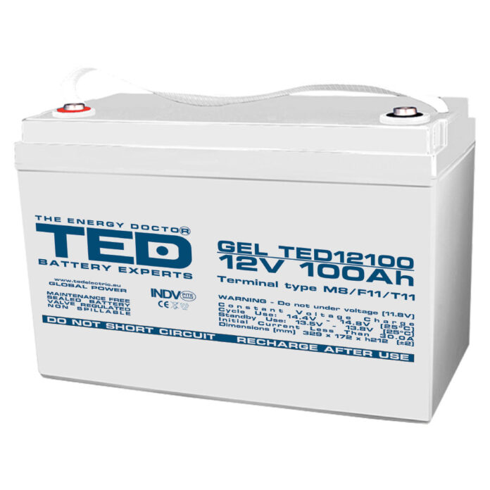Acumulator TED AGM VRLA GEL TED004147, 12 V, 100 Ah, M8 Acumulator TED AGM VRLA GEL TED004147, 12 V, 100 Ah, M8
