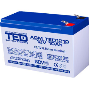 Acumulator TED AGM VRLA TED002730, 12 V, 10 A, F2 Acumulator TED AGM VRLA TED002730, 12 V, 10 A, F2