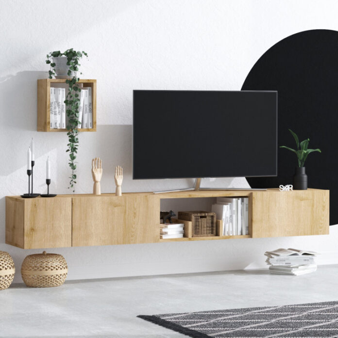 Ansamblu Comoda TV Avior Sapphire Oak Ansamblu Comoda TV Avior Sapphire Oak