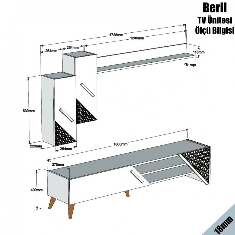 Ansamblu Comoda TV Beril Oak Ansamblu Comoda TV Beril Oak