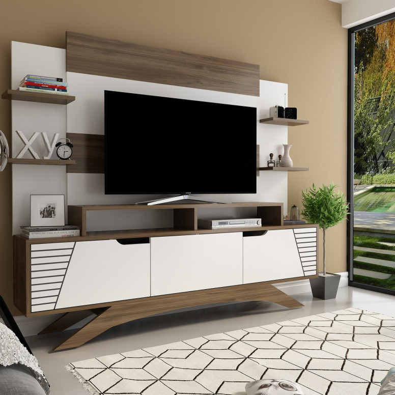 Ansamblu Comoda TV Deparo Walnut-Alb Ansamblu Comoda TV Deparo Walnut-Alb