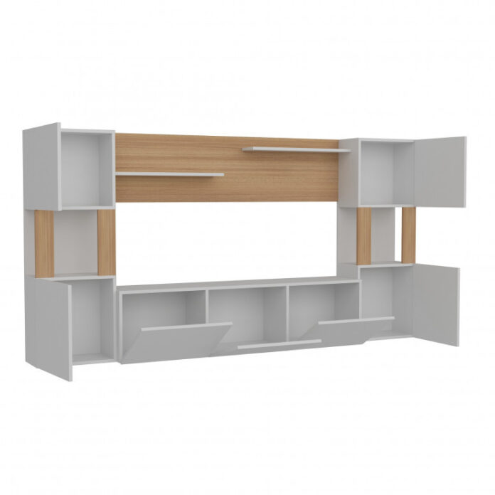 Ansamblu Comoda TV Lore Alb-Teak Ansamblu Comoda TV Lore Alb-Teak