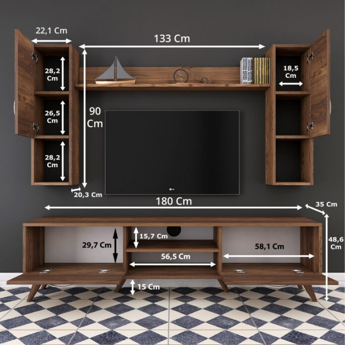 Ansamblu Comoda TV M27 Walnut Ansamblu Comoda TV M27 Walnut