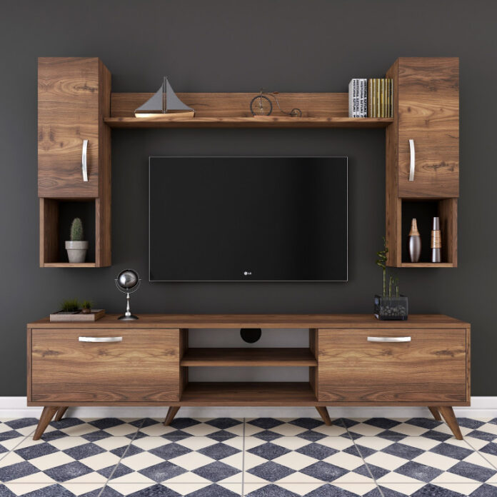 Ansamblu Comoda TV M27 Walnut Ansamblu Comoda TV M27 Walnut