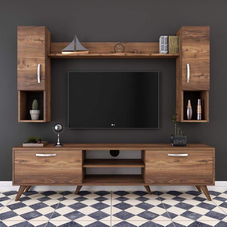 Ansamblu Comoda TV M27 Walnut Ansamblu Comoda TV M27 Walnut