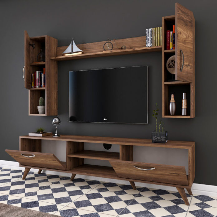Ansamblu Comoda TV M27 Walnut Ansamblu Comoda TV M27 Walnut