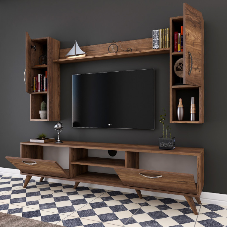 Ansamblu Comoda TV M27 Walnut Ansamblu Comoda TV M27 Walnut
