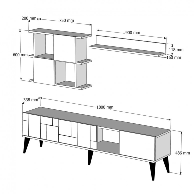 Ansamblu Comoda TV Madrid Walnut-Antracit Ansamblu Comoda TV Madrid Walnut-Antracit