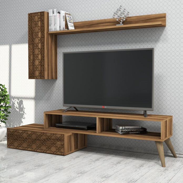 Ansamblu Comoda TV Planet Walnut Ansamblu Comoda TV Planet Walnut
